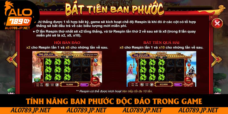 Bát Tiên Quá Hải: Khám Phá Sản Phẩm Slot Game Đậm Chất Trung Hoa 3 Tính năng ban phước độc đáo trong game